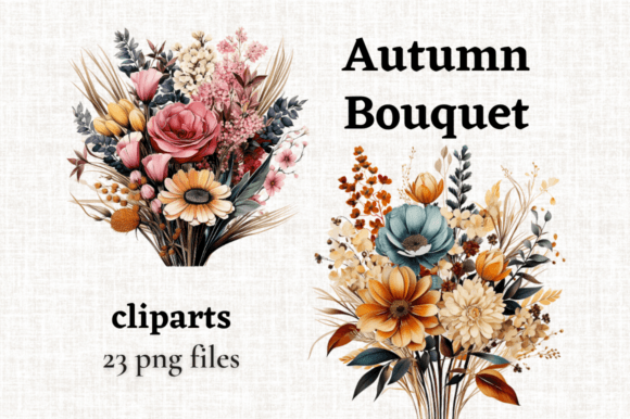 Autumn Flowers Bouquet Clipart: Rustic Elegance for Your Designs