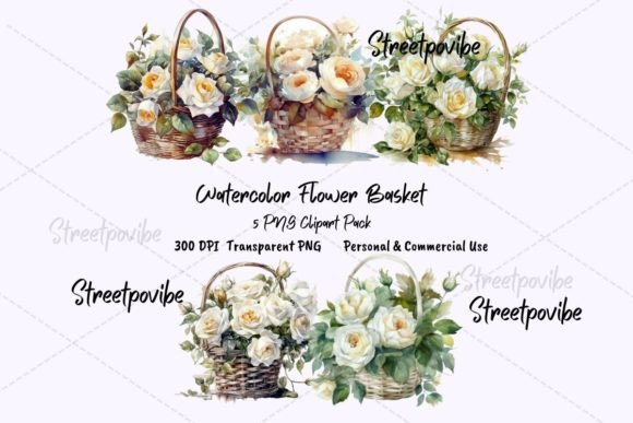 Basket Flowers Watercolor Clipart PNG: A Versatile Resource for Creative Projects