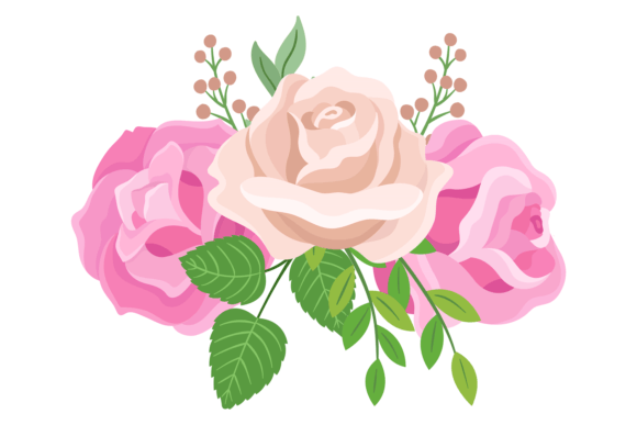 Blooming Roses with Green Leaves: A Versatile Design Element for Creative and Professional Workflows