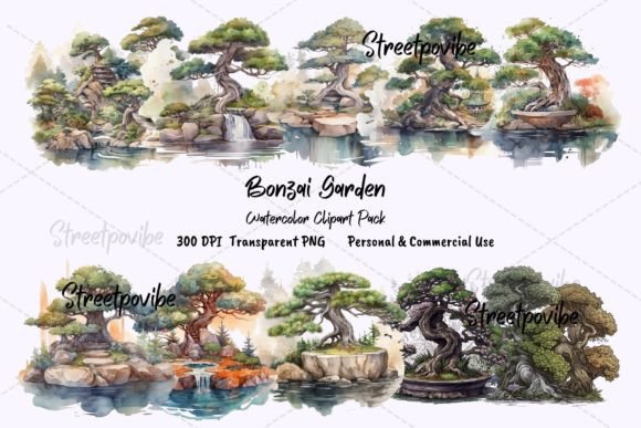 Bonzai Zen Calm Garden Clipart PNG Pack: Elevate Your Visual Projects