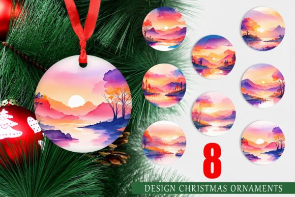 Christmas Ornament Watercolor Sunsets: A Unique Way to Decorate Your Tree