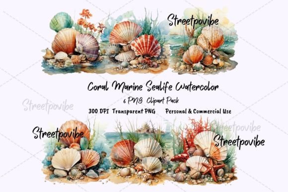 Coral Marine Sealife Watercolor Clipart: A Versatile Design Resource for Creative Projects