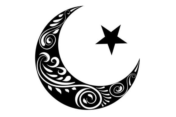 Crescent Moon with Star Black and White: A Timeless Design for Modern Applications