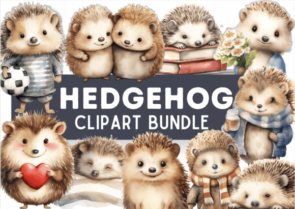 Cute Hedgehog Clipart Bundle for Autumn and Year-Round Projects