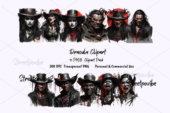 Dracula Watercolor Cliparts Vector PNG: A Timeless Design Resource for Modern Creations
