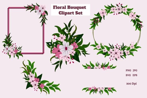 Enhance Your Designs with the Floral Bouquet Clipart Set