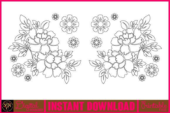 Floral Line Art Flower SVG Elements-14: A Versatile Design Resource for Creative Projects