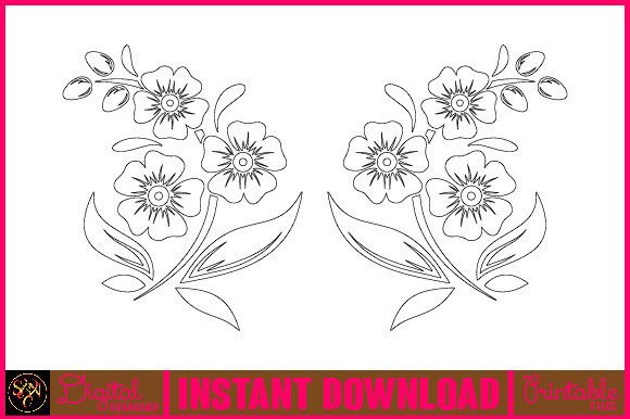 Floral Line Art Flower SVG Elements-23: A Versatile Design Resource for Creative Projects