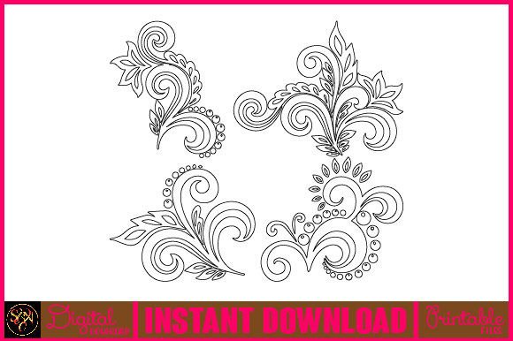 Floral Line Art Flower SVG Elements 35
