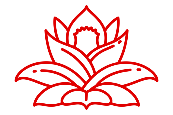 Flower Red Line Icon in Stylized Decorative Chinese Style