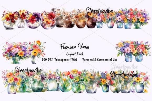Foliage Flower Vase Clipart PNG Pack Art: Elevating Design Projects with Nature-Inspired Elements