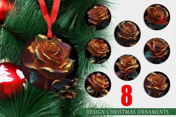 Gold Rose Flower Christmas Ornaments: A Timeless Holiday Design
