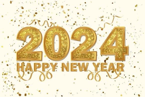Golden Glitter Happy New Year 2024: A Sparkling Celebration in Design