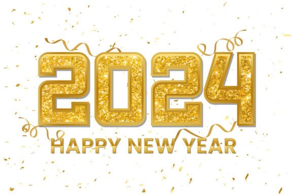 Golden Happy New Year 2024 Text Effect: A Versatile Design Asset for Modern Celebrations