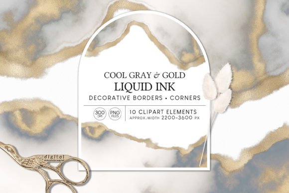 Gray and Gold Alcohol Ink Borders for Creative Projects