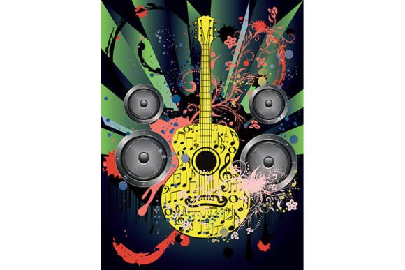 Grunge Guitar and Loudspeakers: A Bold Statement for Music Lovers and Decor Enthusiasts