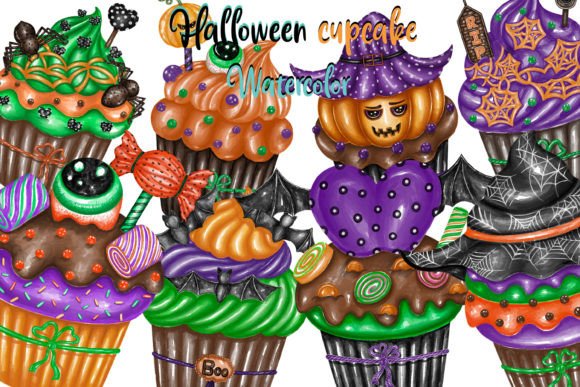 Halloween Cupcake Watercolor Clipart: Creative Uses for Designers and Crafters
