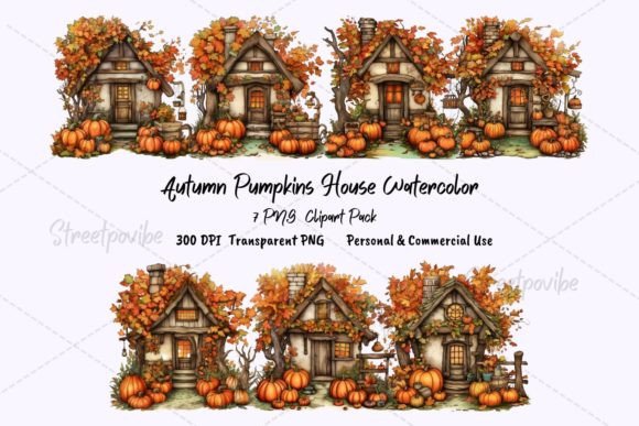 Halloween Pumpkin Cottage Vector Clipart: A Creative Resource for Seasonal Projects