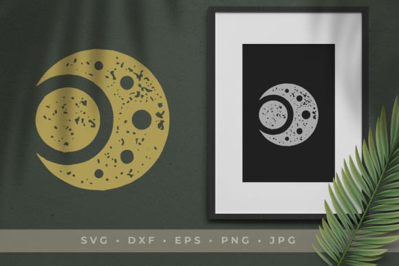 Hand Drawn Half Moon with Grunge Texture: A Versatile Design Element for Modern Creatives
