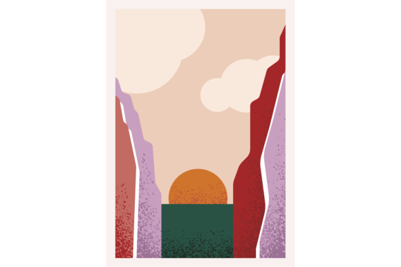 Japanese Style Landscape: Mountain Sunset Elegance