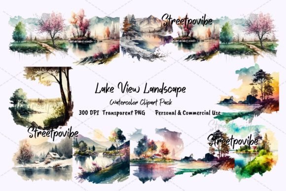 Lake View Landscape Scenes Clipart PNG for Stunning Visual Projects