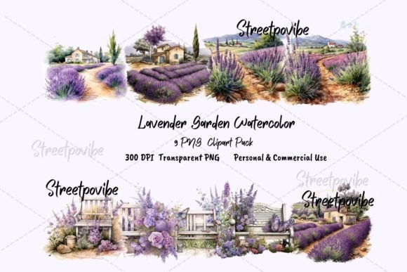 Lavender Flower Watercolor Clipart PNGs: Versatile and Beautiful for Creative Projects