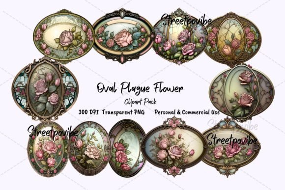 Oval Plate Flower Clipart PNG Pack Art: A Versatile Resource for Creative Projects