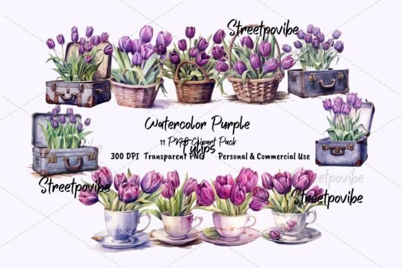 Purple Foliage Tulips Flower Clipart PNG: A Versatile Design Resource for Creative Projects