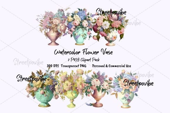 Retro Flower in Vase Watercolor Clipart: A Timeless Design for Modern Creatives