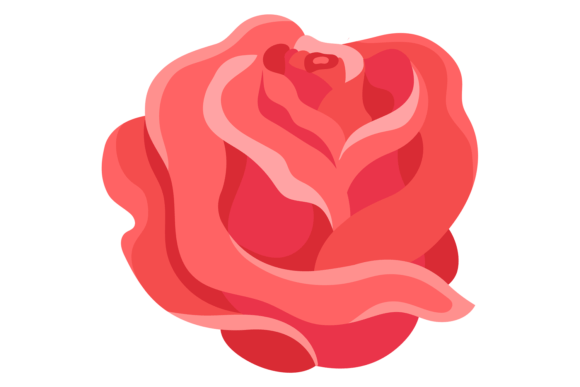 Rose Flower. Cartoon Red Blooming Decora in Modern Design and Branding