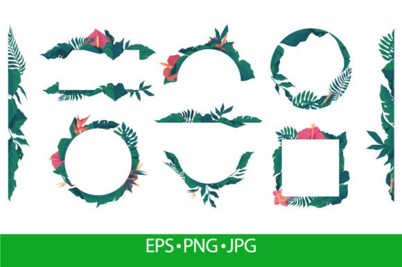 Tropical Leaves Borders: A Versatile Decorative Element for Creative Projects