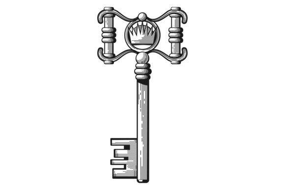Vintage Ornate Key with Crown Symbol: De Elegance in Design and Meaning