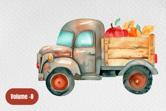 Watercolor Fall Harvest Truck Clipart: A Creative Addition to Autumn-Themed Designs