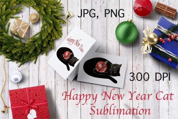 Watercolor Sublimation New Year Cat: A Versatile Design Asset for Creative Projects